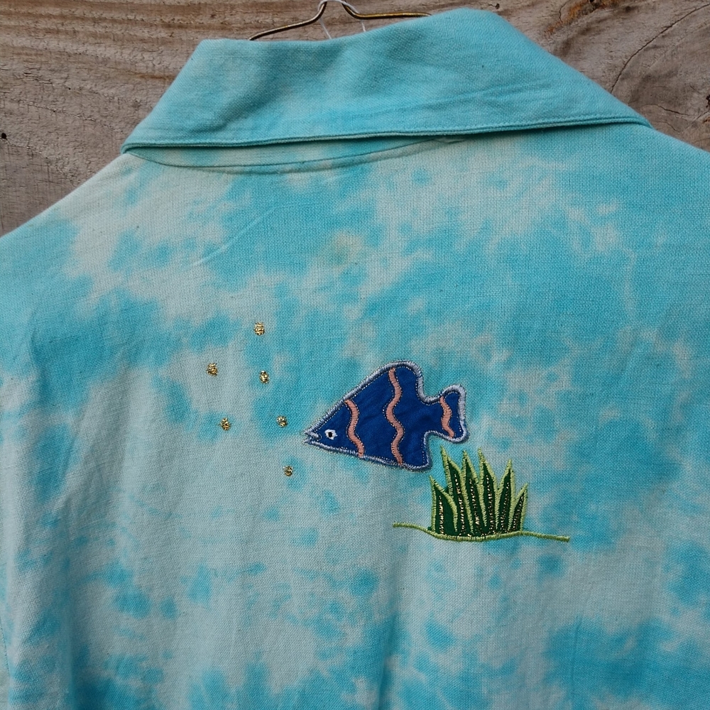 Jacket Tropical Fish Ocean Life Embroidered Fully Lined Small New - Picture 4 of 13